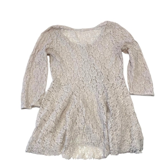 Free People Lace Babydoll Tunic Button Sheer Mini Dress Romantic Coquette Medium - Picture 4 of 10